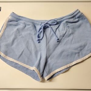 Hollister Baby Blue Mini Shorts With Lace And Draw String